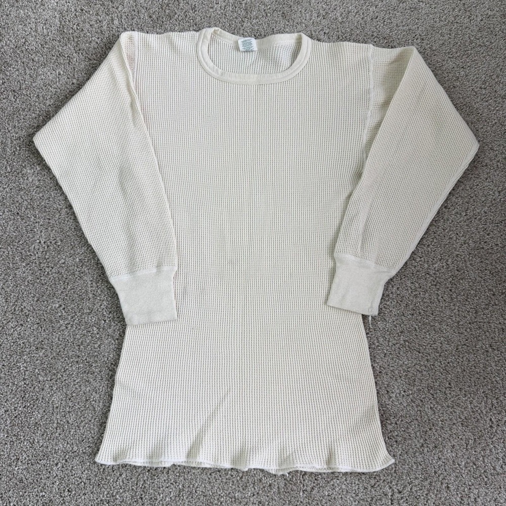 Vintage J.E. Morgan Long Johns Shirt Mens 2XL White All Natural Thermal Base USA